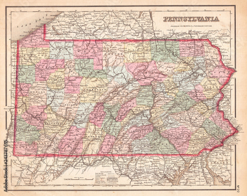 1857  Colton Map of Pennsylvania