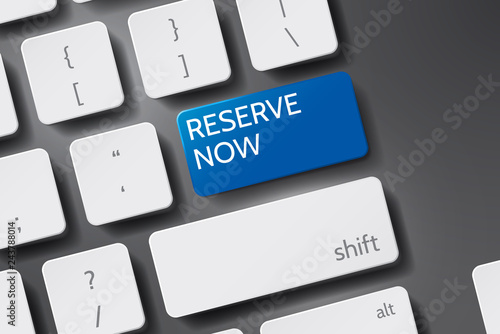 Button "Reserve Now" on 3D keyboard Vector. Reserve Now icon vector. Button keyboard with Reserve Now text.