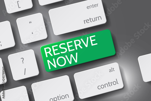 Button "Reserve Now" on 3D keyboard Vector. Reserve Now icon vector. Button keyboard with Reserve Now text.