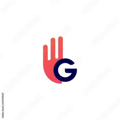 G letter hand gesture ok logo vector icon illustration