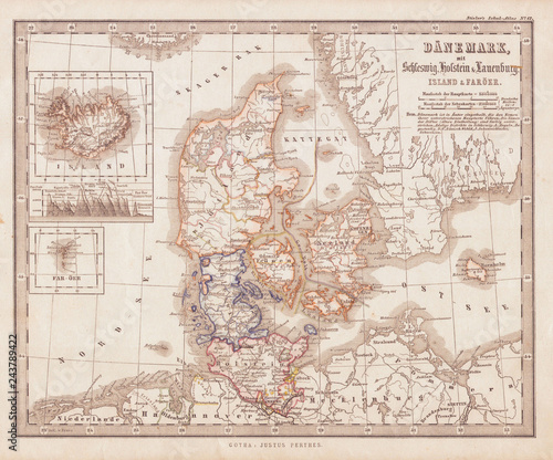 Wallpaper Mural 1862, Stieler Map of Denmark Torontodigital.ca