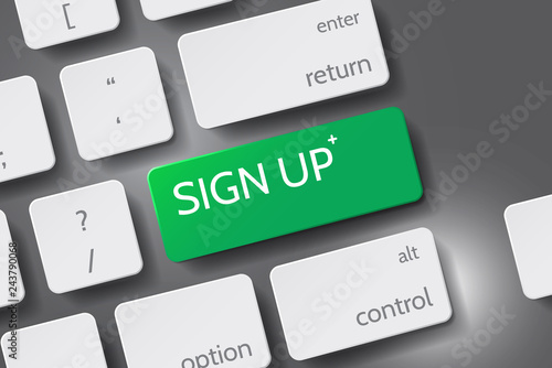 Button "Sign Up" on 3D keyboard Vector. Sign Up Now icon vector. Button keyboard with Sign Up text.