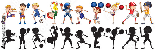 Set of athlete character