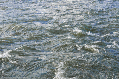 Surface of fast flowing river water