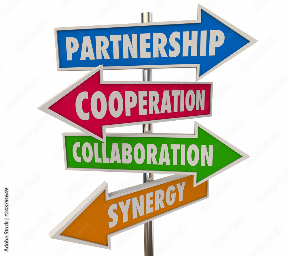 Partnership Cooperation Arrow Signs 3d Illustration Partnership Cooperation Arrow Signs 3d Illustration
