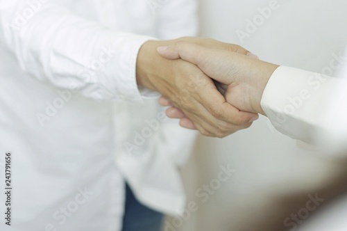 lawyer advises shaking hands of success.