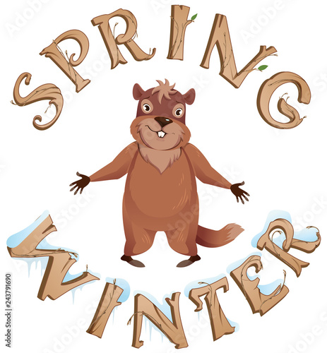 Groundhog Day Spring or Winter text greeting card