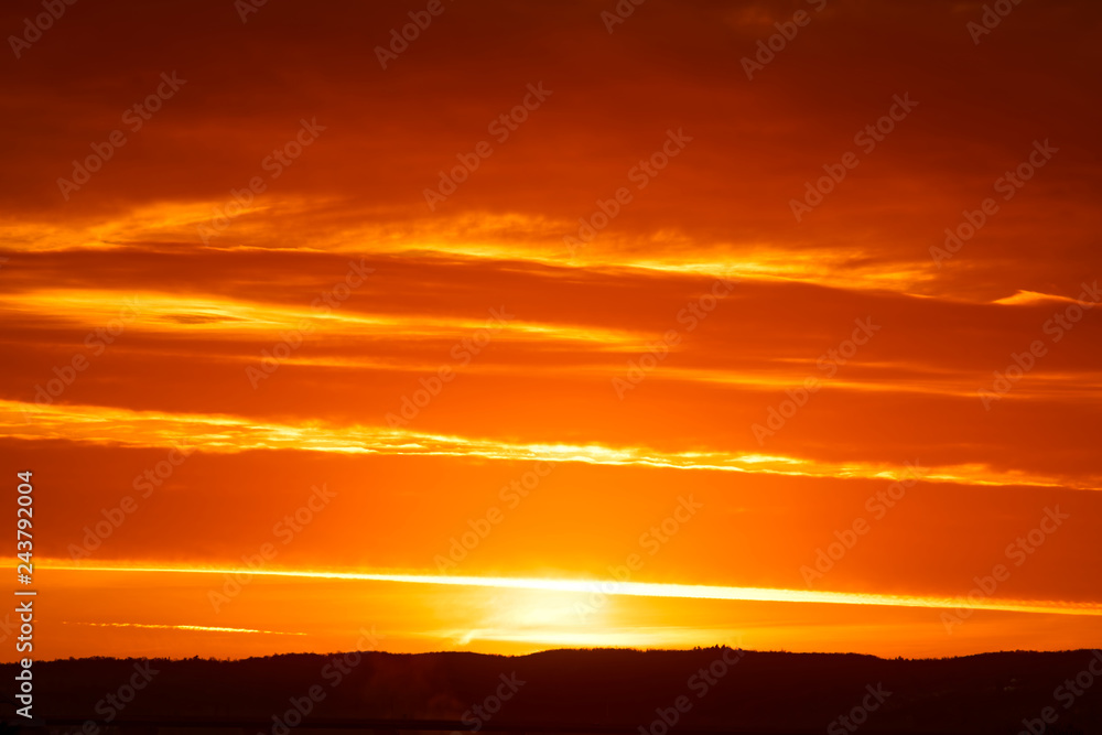 Fototapeta premium Golden Orange Sunset Clouds Abstract