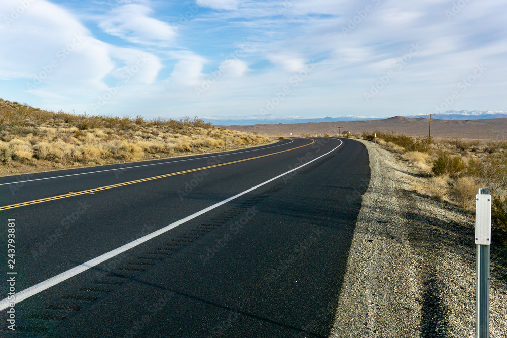 Road bend on a small desert highway