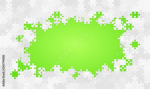 The Green Background Puzzle. Jigsaw of Banner.