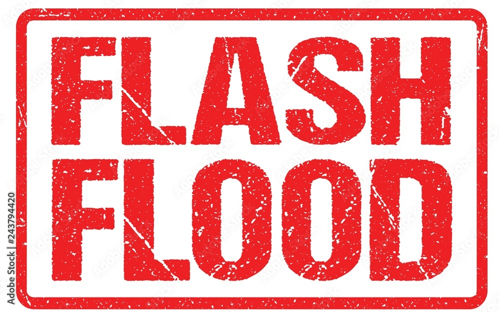 Flash Flood Warning Sign Red Banner, Flood Warning With Distressed Grunge Rubber Texture Flash Flood Warning Sign Red Banner, Flood Warning With Distressed Grunge Rubber Texture