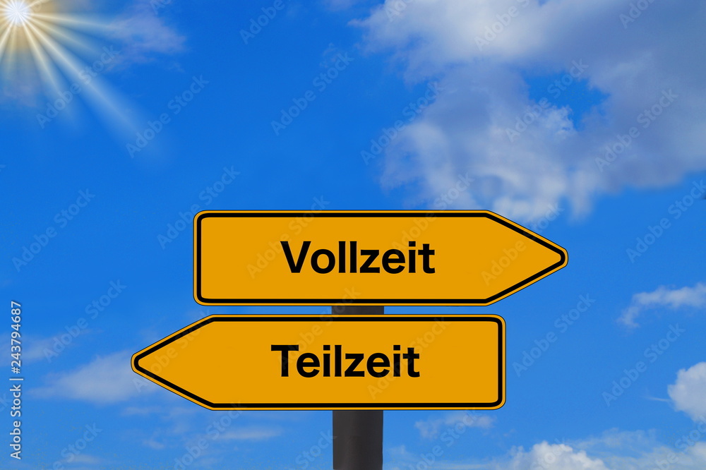Schilder zeigen in Richtung Vollzeit und Teilzeit Schilder zeigen in Richtung Vollzeit und Teilzeit
