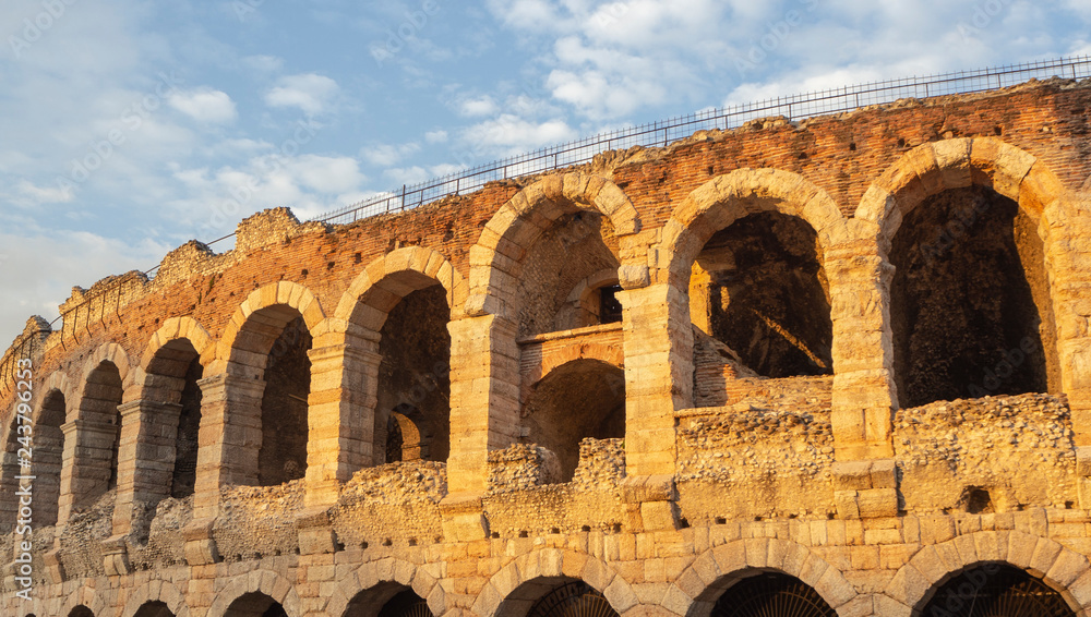 Verona, Italy. The Verona Arena is a Roman amphitheater in the city center, built in the first century