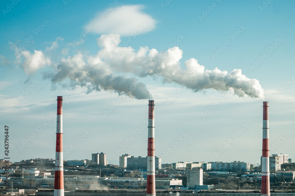 The photo high pipes from which goes smoke The photo high pipes from which goes smoke