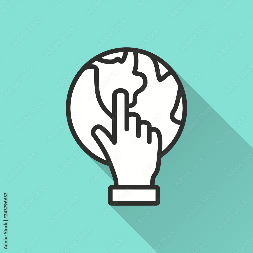 E-learning distance education vector icon with long shadow. E-learning distance education vector icon with long shadow.
