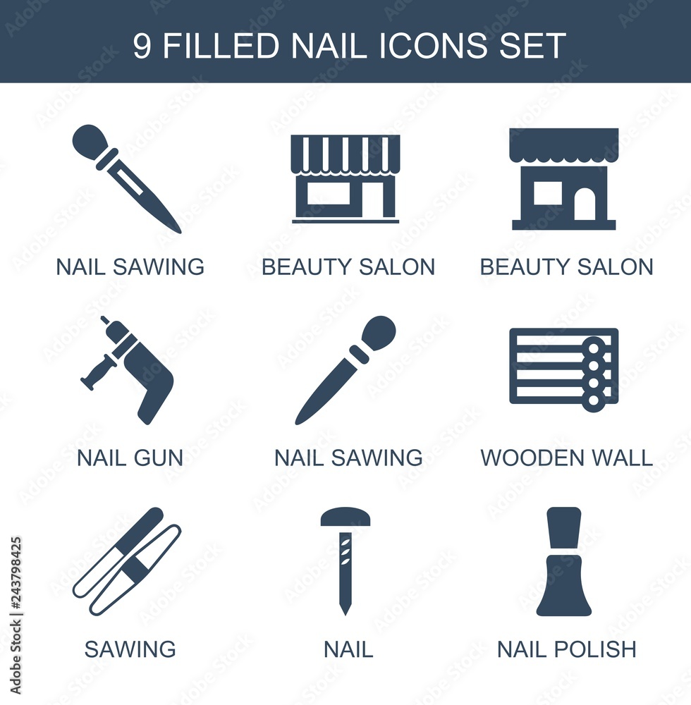 Fototapeta premium 9 nail icons