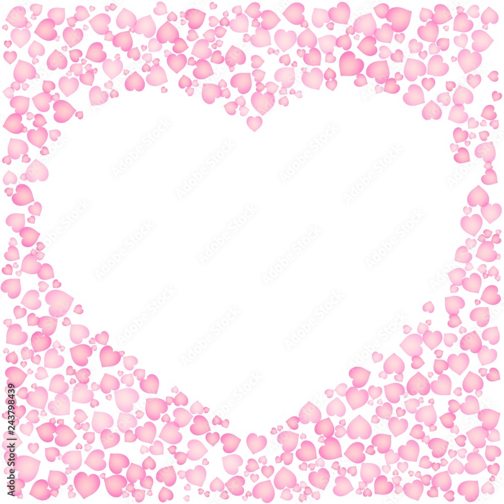 Cute pink frame for Valentine Day. Heart shape out of hearts ornament. Isolated editable vector clip art on white background Cute pink frame for Valentine Day. Heart shape out of hearts ornament. Isolated editable vector clip art on white background