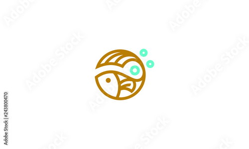 fish line art logo icon vector