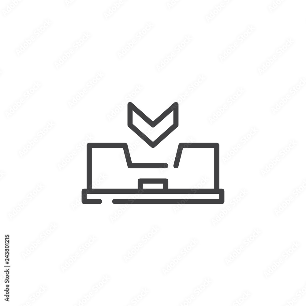 File download line icon. linear style sign for mobile concept and web design. Inbox arrow outline vector icon. Symbol, logo illustration. Pixel perfect vector graphics File download line icon. linear style sign for mobile concept and web design. Inbox arrow outline vector icon. Symbol, logo illustration. Pixel perfect vector graphics