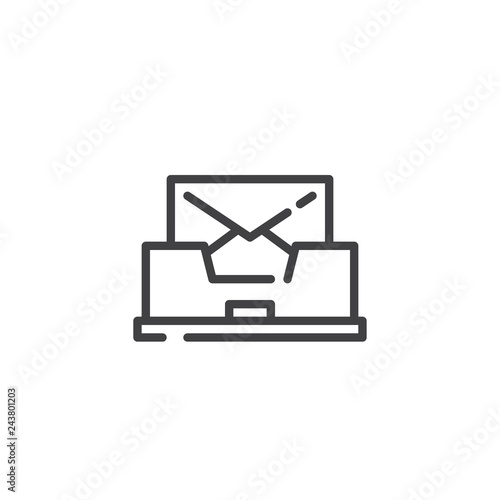 Mail box line icon. linear style sign for mobile concept and web design. Archive box with envelope message outline vector icon. Symbol, logo illustration. Pixel perfect vector graphics
