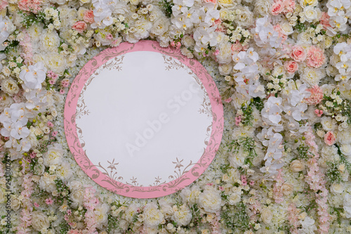 Flower Backdrop with an Empty Circle Space.