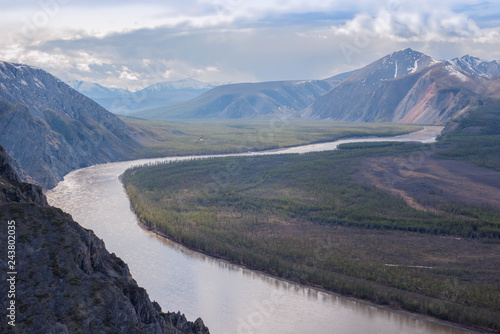 On the Indigirka river is located the north pole of the cold - the village of Oimyakon and the city-monument Zishiversk, extinct from smallpox in the XIX century. Yakutia, Russia photo