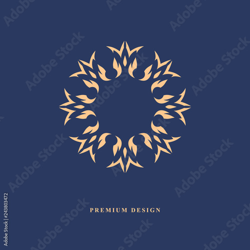 Wreath of flowers. Monogram design elements, graceful template. Calligraphic elegant line art logo design. Beautiful emblem sign for yoga center, business card, Boutique, Jewelry. Vector illustration