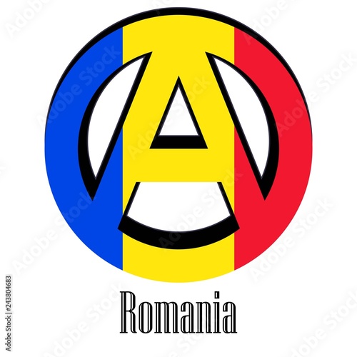 Flag of Romania of the world in the form of a sign of anarchy
