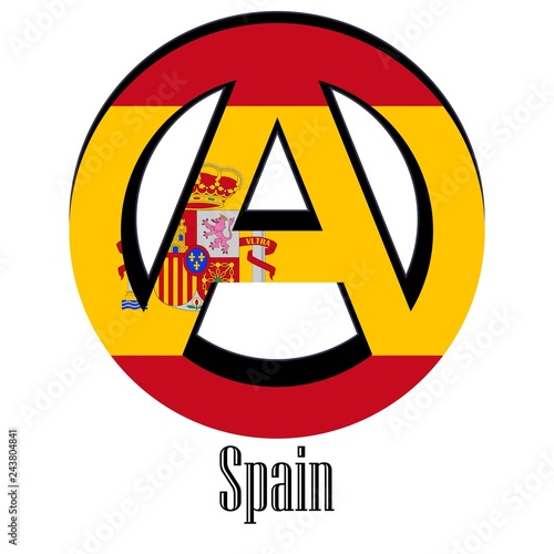 Flag of Spain of the world in the form of a sign of anarchy