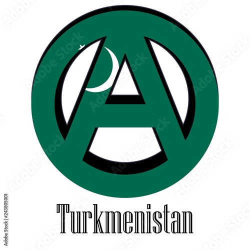 Flag of Turkmenistan of the world in the form of a sign of anarchy