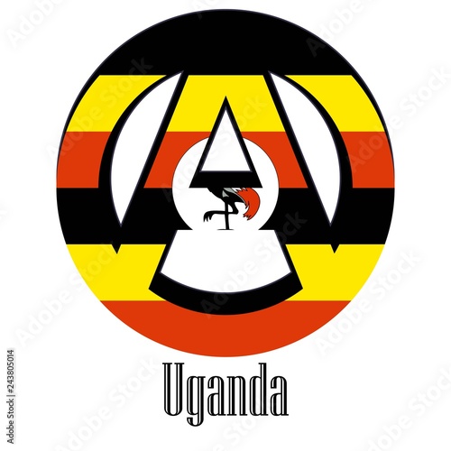 Flag of Uganda of the world in the form of a sign of anarchy