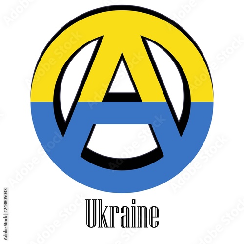 Flag of Ukraine of the world in the form of a sign of anarchy