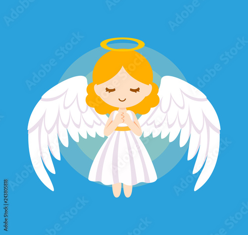 Cute angel bless vector illustration.