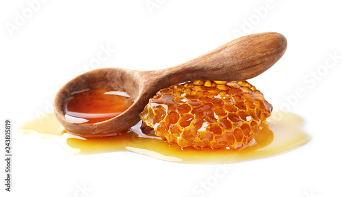 Natural honey on white background