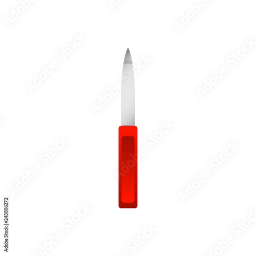 Illustration of nail file, red color. Vector