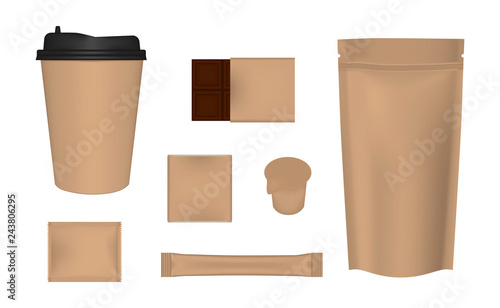 Takeaway products template for brand identity design, mockup set