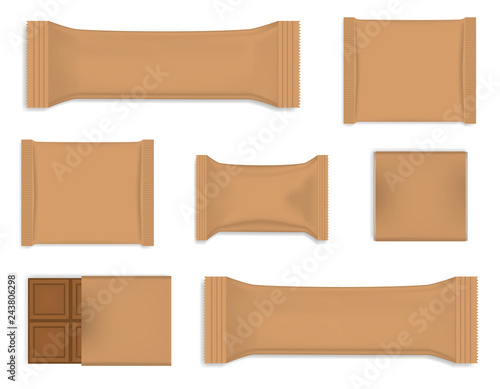 Food package template - snack wrapper, stick and sachet packets