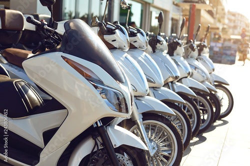 Rental sale of motorcycle scooters. 