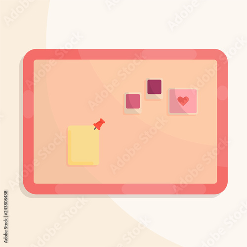 cute pin cork board flat vector illustration icon