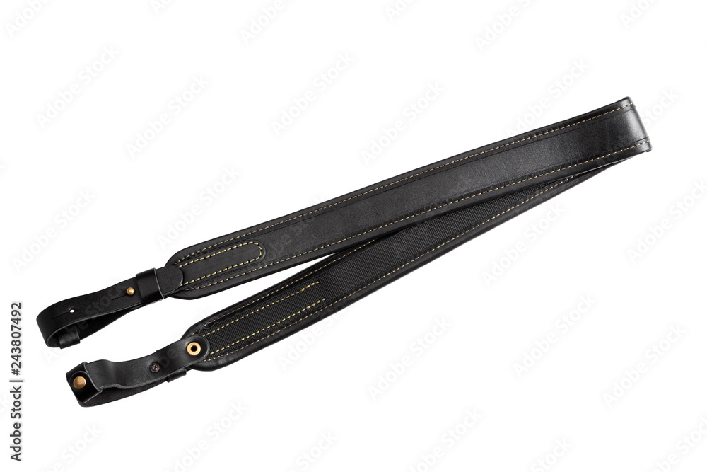 leather shoulder strap for a gun isolated on white background leather shoulder strap for a gun isolated on white background