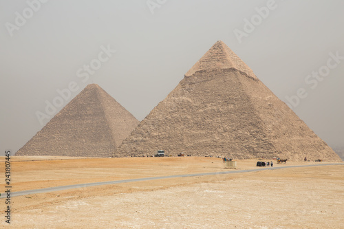 Egypt. Cairo - Giza. General view of pyramids from the Giza Plateau 