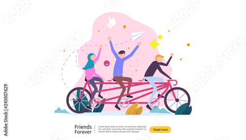 best friends forever concept for celebrating happy friendship day event. vector illustration of social relationship with people character. web landing template, banner, and print media