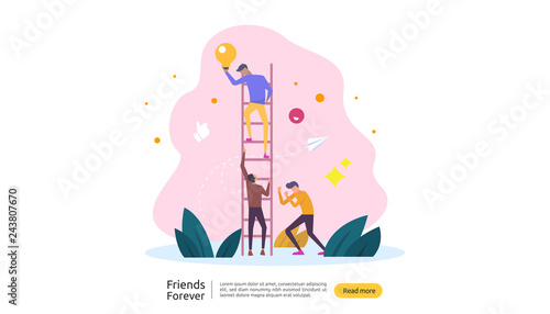 best friends forever concept for celebrating happy friendship day event. vector illustration of social relationship with people character. web landing template, banner, and print media