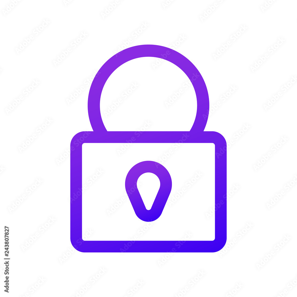 © radionastya - Thin Web icon. Padlock. Sign lock. Purple gradient
