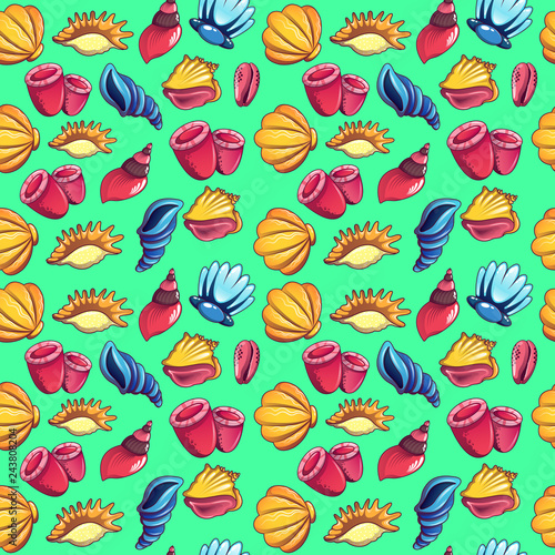 Sea world pattern seamless. Cartoon of sea world vector pattern seamless for web, poster and wrapping paper