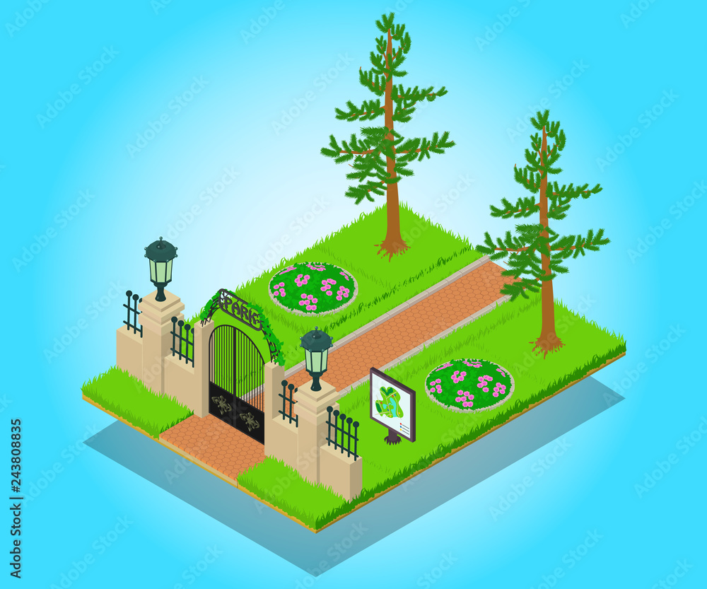 Naklejka premium Alleyway concept banner. Isometric banner of alleyway vector concept for web, giftcard and postcard