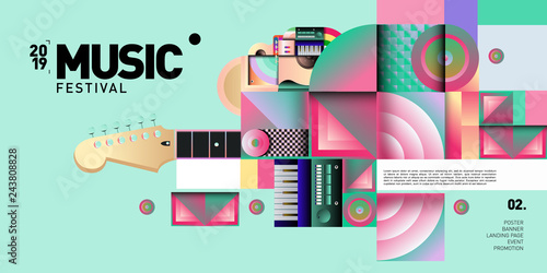 Vector Colorful Music Festival for Event Banner and Poster. Colorful Geometric Abstract Background Template in Eps10.