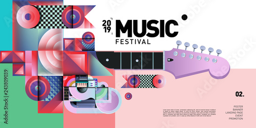 Vector Colorful Music Festival for Event Banner and Poster. Colorful Geometric Abstract Background Template in Eps10.