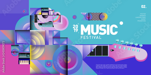 Vector Colorful Music Festival for Event Banner and Poster. Colorful Geometric Abstract Background Template in Eps10.
