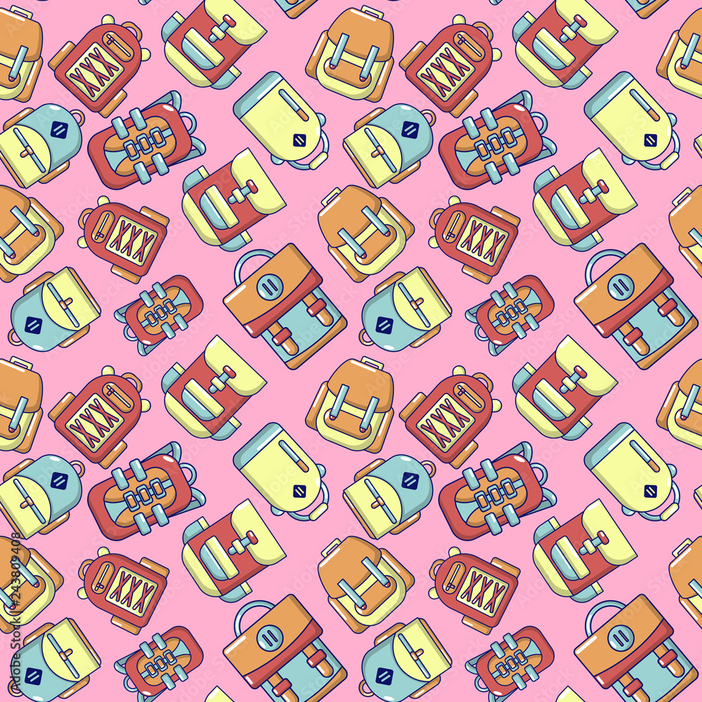 Bag pattern seamless. Cartoon of bag vector pattern seamless for web, poster and wrapping paper Bag pattern seamless. Cartoon of bag vector pattern seamless for web, poster and wrapping paper